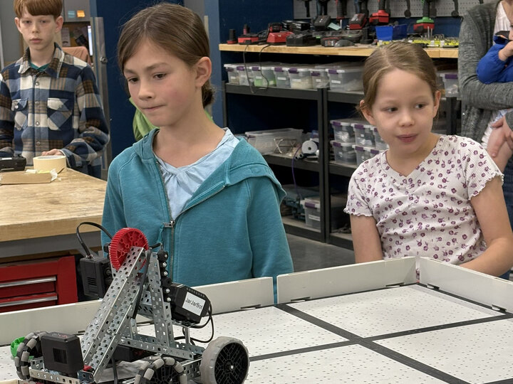 Girls with VEX robot